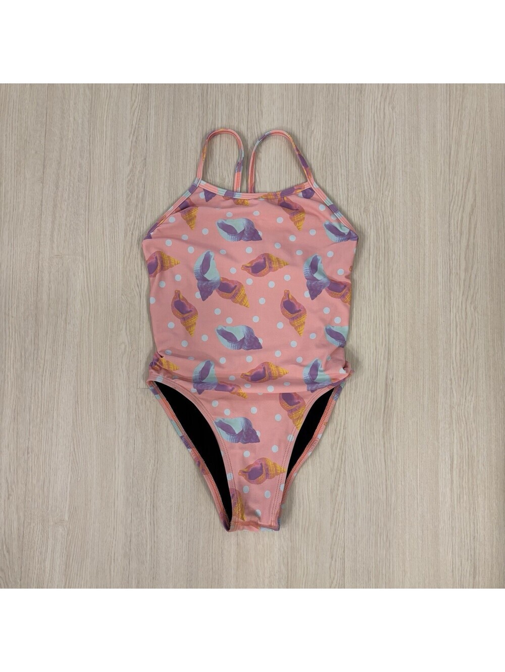 Jolyn Perry One Piece Swimsuit Women’s Size 28 Pink Seashells Beachy Swim Team
